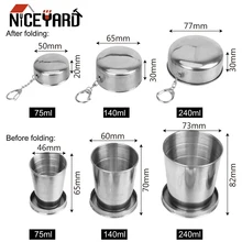 NICEYARD Stainless Steel Folding Cup Portable For Outdoor Travel Retractable Telescopic Collapsible Cups With Keychain