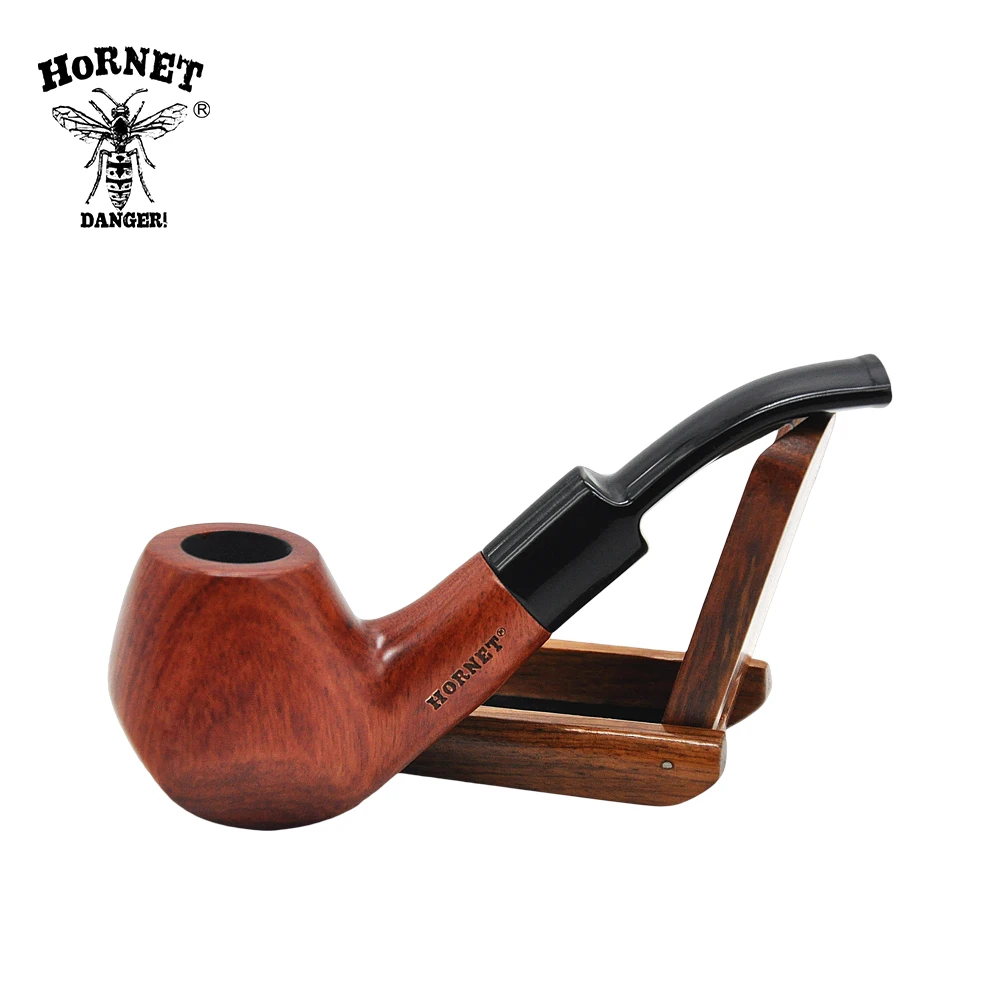 

[HORNET]Bent Red sandalwood 18mm filter tobacco pipe Smoking Pipe with 6 accessories