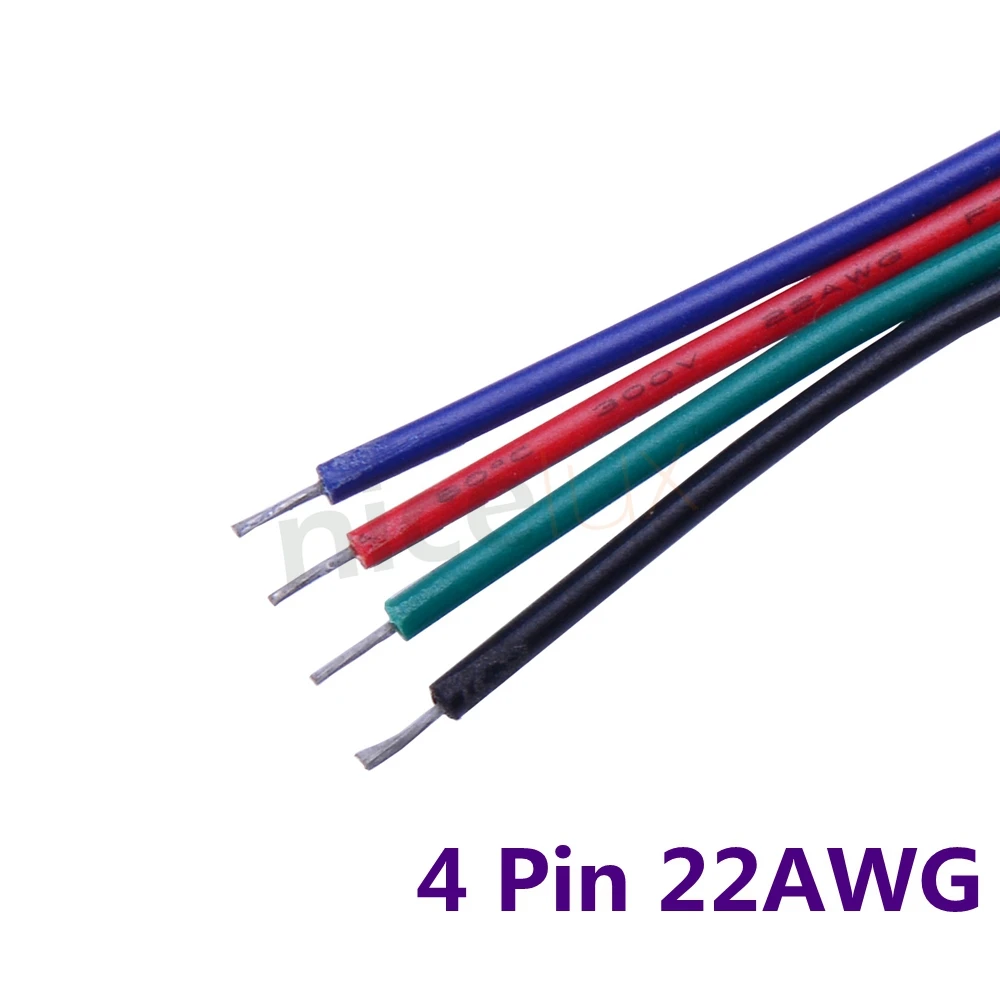 10ft 3 м 22AWG 4 Pin Удлинительный кабель с ПВХ-изоляцией многожильный провод электрический кабель Медный провод для 3528 5050 RGB Светодиодные ленты светильник