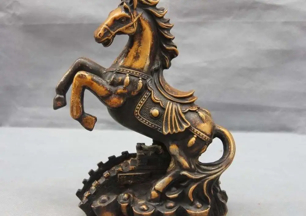 

10 Chinese Folk Copper Bronze Feng Shui Lucky Wealth Running Horse Steed Statue