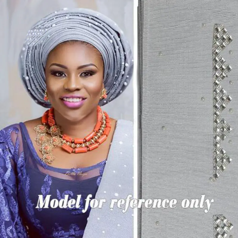 2017 африканские оптовые продажи aso oke gele Нигерия головные уборы камни и бусины mutil