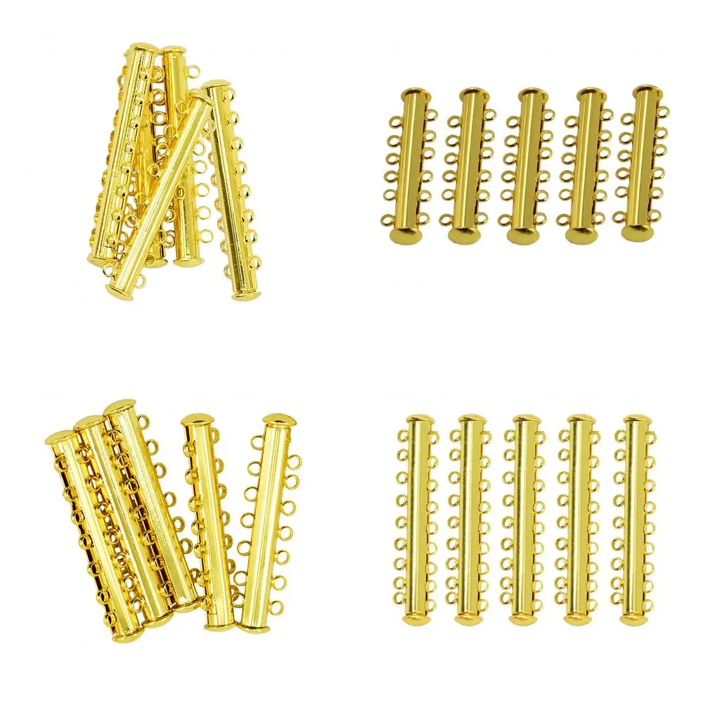 

5 Sets Gold Plated Multi Strand Magnetic Slide Clasps Fit Necklaces Bracelets End Clasps Connector DIY Jewelry Making Findings