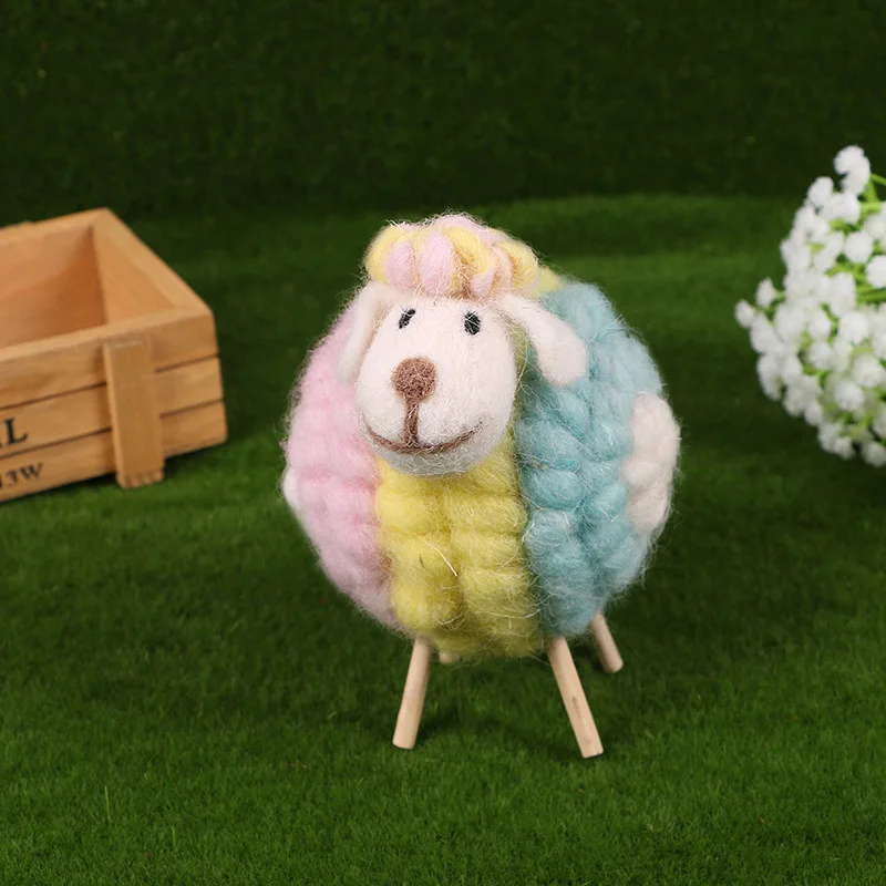 

2016 New Color Sheep Stuffed Toys High-Quality Merino Wool Creative Craft Ornament Finished Kawaii Toy For Kids Doll