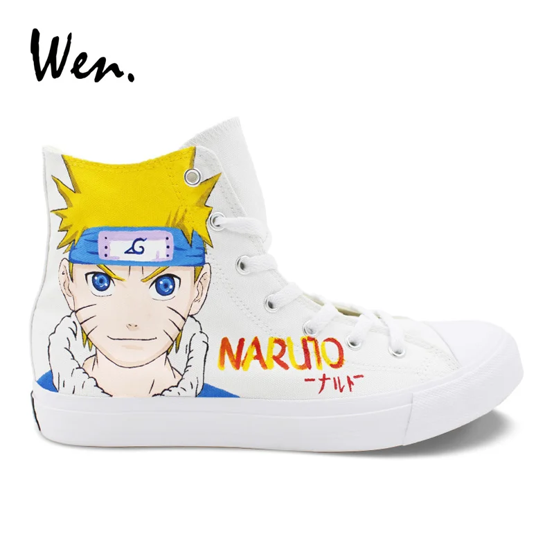 Wen Design Hand Painted Anime Shoes Naruto Uzumaki Canvas Flat Sneakers