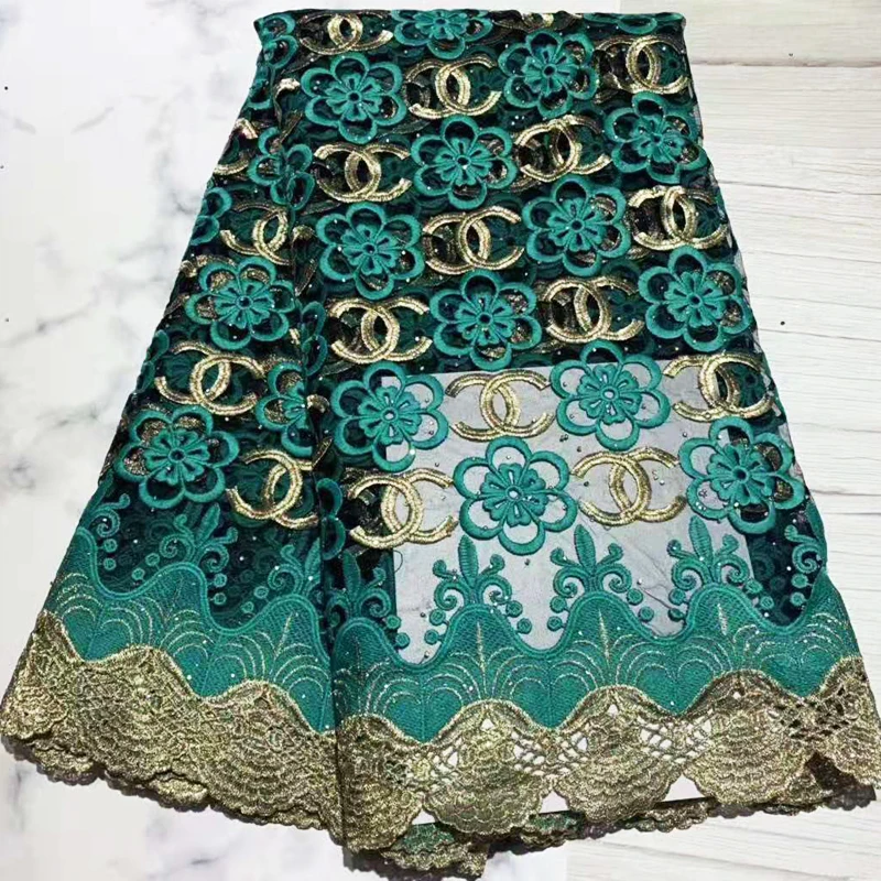 

2019 New Designs African Lace Fabric With Big stone African Lace Embroidery Guipure Lace Trim High Quality for Nigerian Dress
