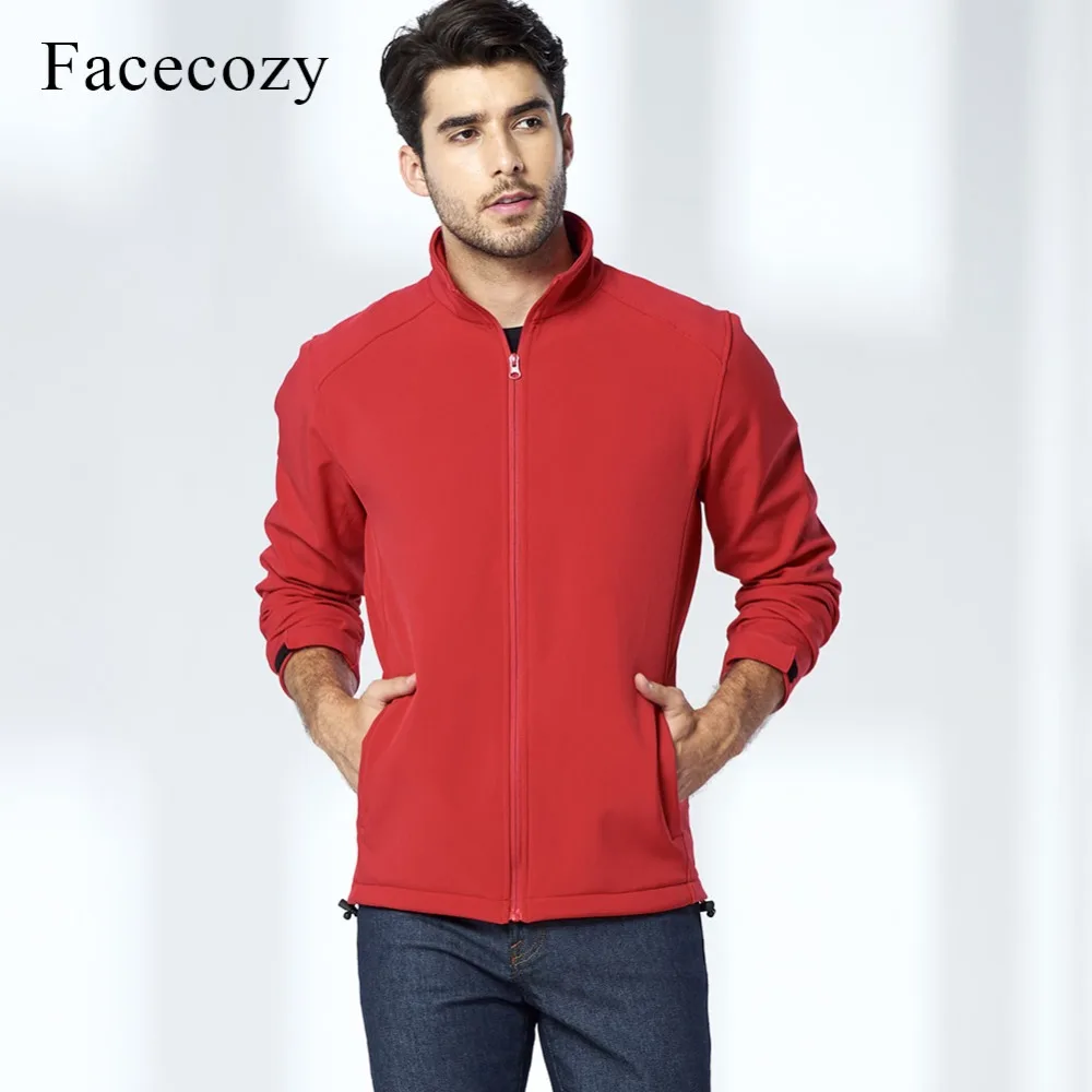 Мужская Флисовая Куртка Facecozy однотонная ветрозащитная куртка с флисовой