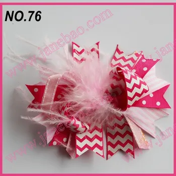 

free shipping 250pcs NEWEST 4.5'' feather hair bows fashion boutique girl boutique hair bows Animal print ribbon bows