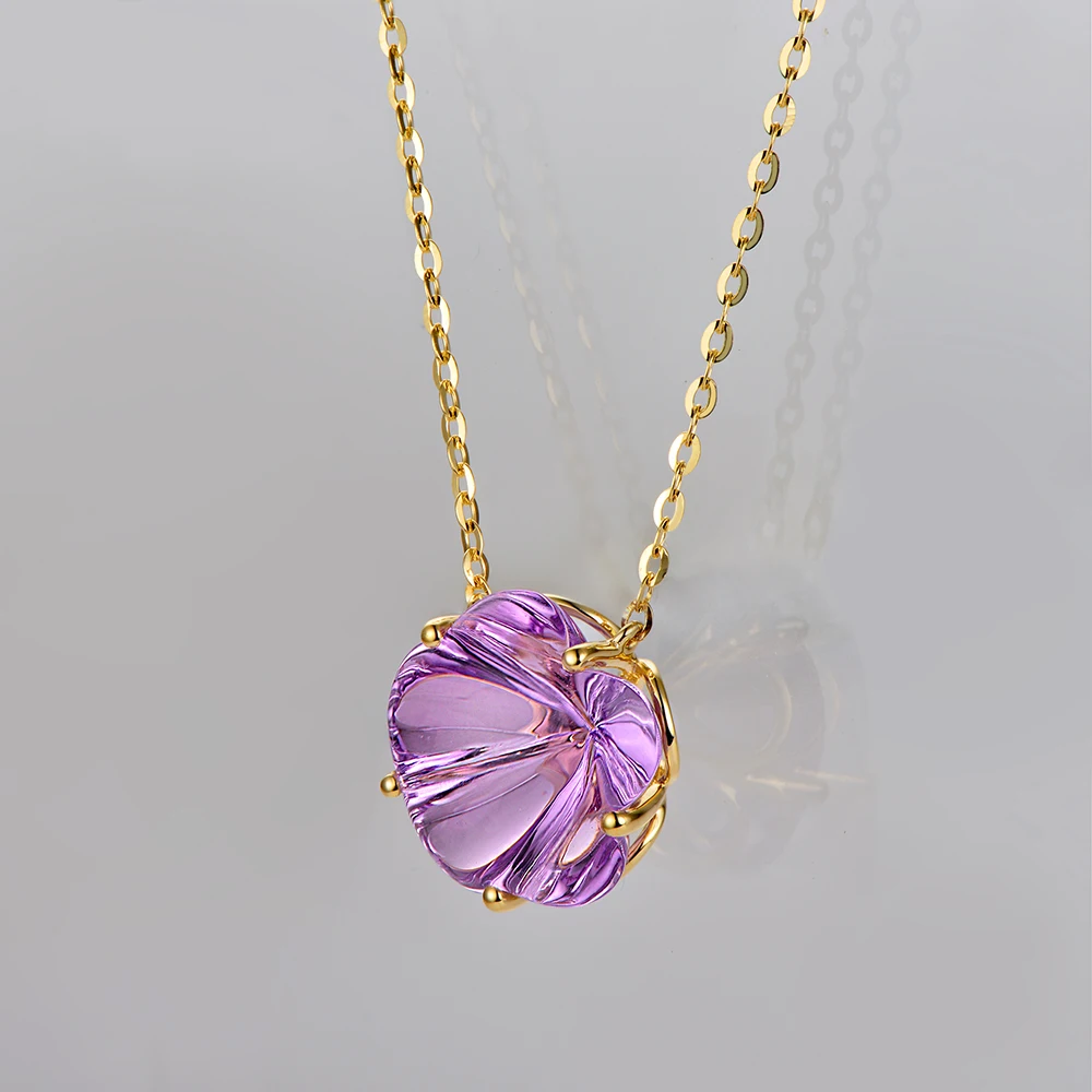 Подвеска для ожерелья из золота 14 карат с аметистом в форме цветка IF|pendant gold|pendant