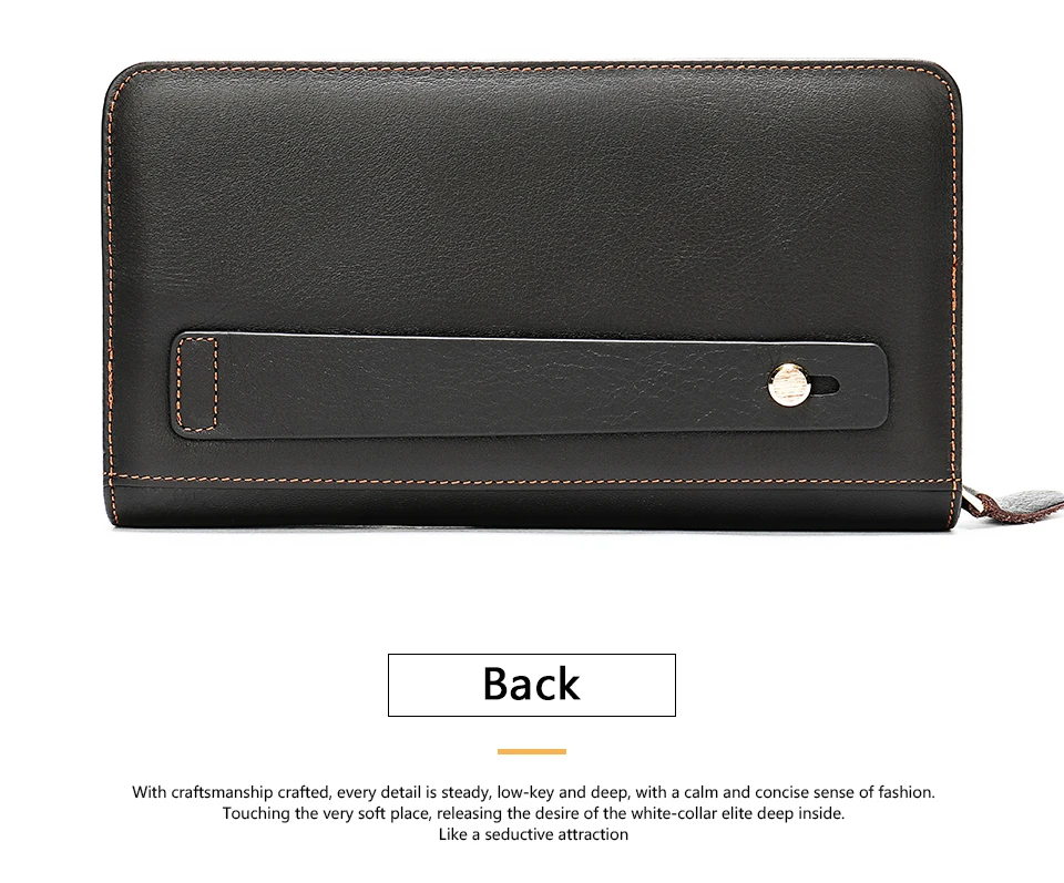 12 Men's Wallet Genuine Leather Wallet MaleMen Clutch Bags Long Clutch Purse for Men Walllets with Coin Zipper for Credit Card