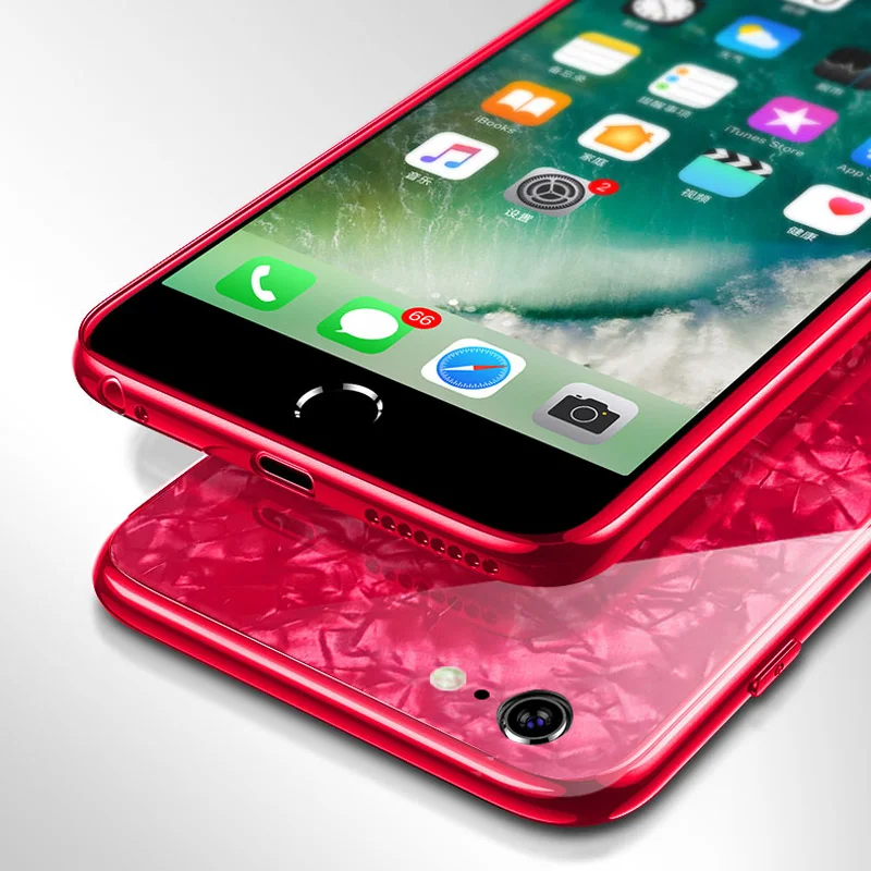 Плюс 8X7 Мода Закаленное Стекло раковины чехол для телефона iphone X 10 6 6s 7 8 плюс сзади