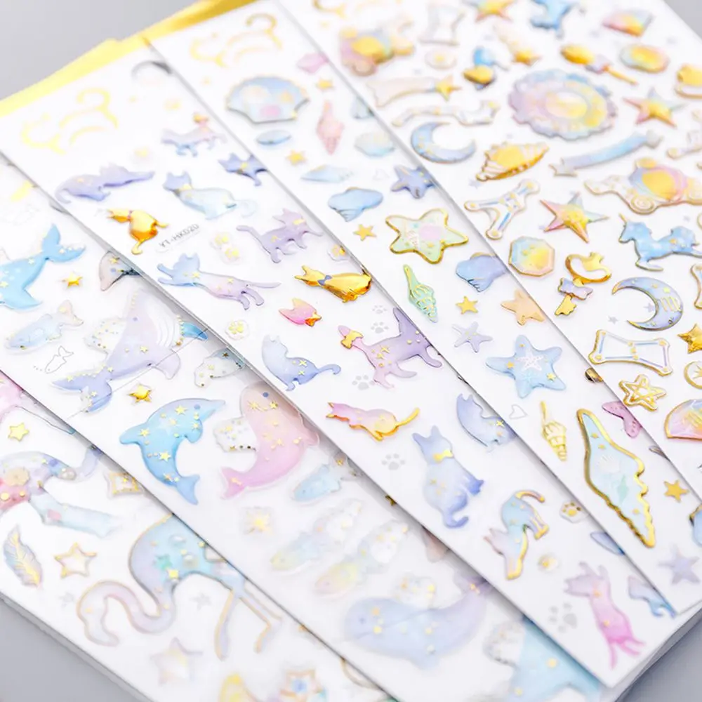 

1PCS Dream Crystal Transparent Stereo Sticker DIY Hot Stamping Diary Decoration Sticker Mobile Phone Sticker