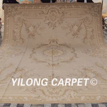Yilong 11'x14' без каблука Ткань Индивидуальные Роскошные ручной работы новые белые aubusson ковер(W32C11x14