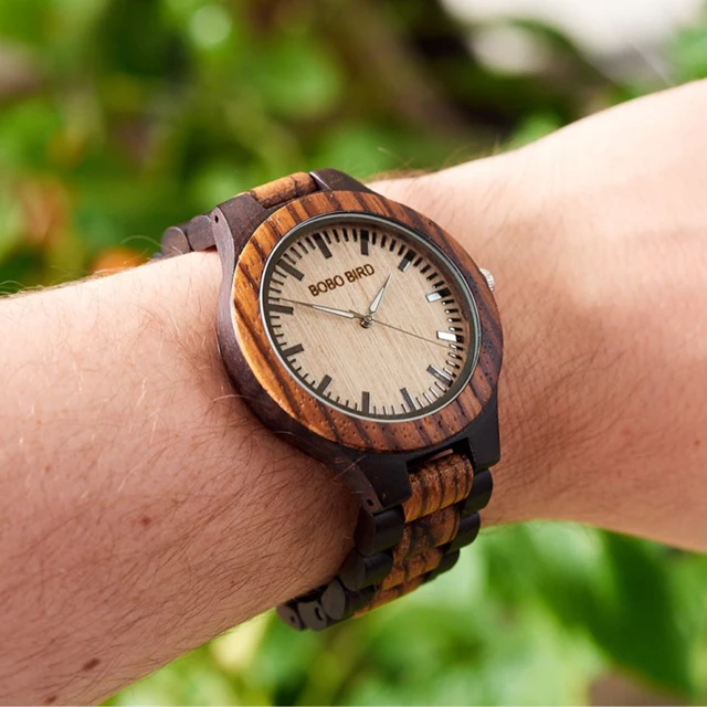 BOBO BIRD Mens Watches Top Brand Luxury Ebony Wooden Watch Quartz Wristwatch for BOBO BIRD Mens Watches Top Brand Luxury Ebony Wooden Watch Quartz Wristwatch for