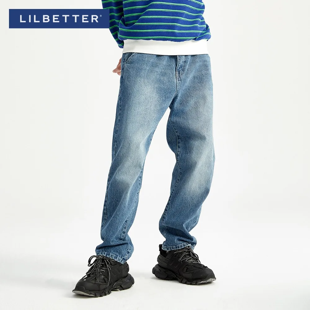 Lilbetter Модные свободные прямые джинсы для мужчин в стиле ретро