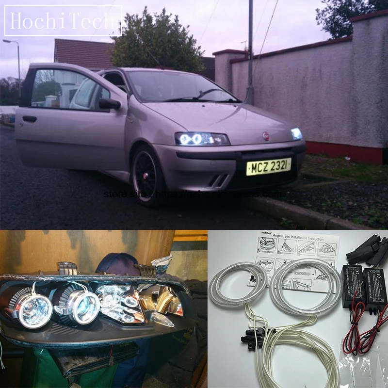 HochiTech для Fiat PUNTO mk2 1999 2010 ультра ярсветильник дневной свет DRL CCFL ангельские глаза