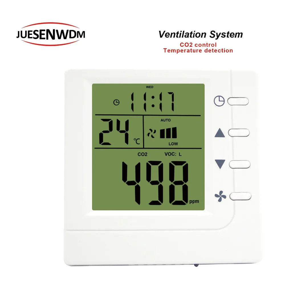 RS485 air quality monitoring instruments CO2 air controller adjustment ppm value for Three-speed ventilator