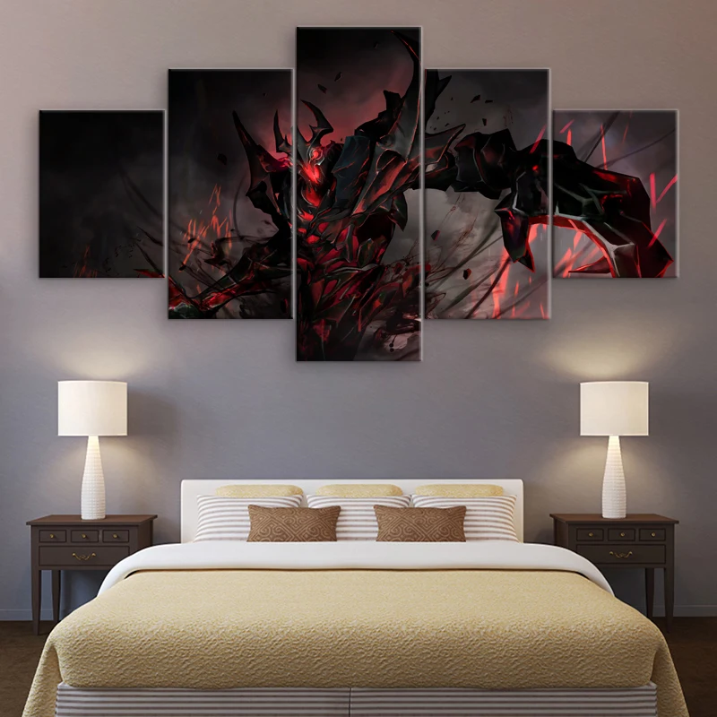  Modern Canvas Painting 5 Panel Dota 2 Game Poster Wall Art Cuadros Nevermore Printed Pictures Home 