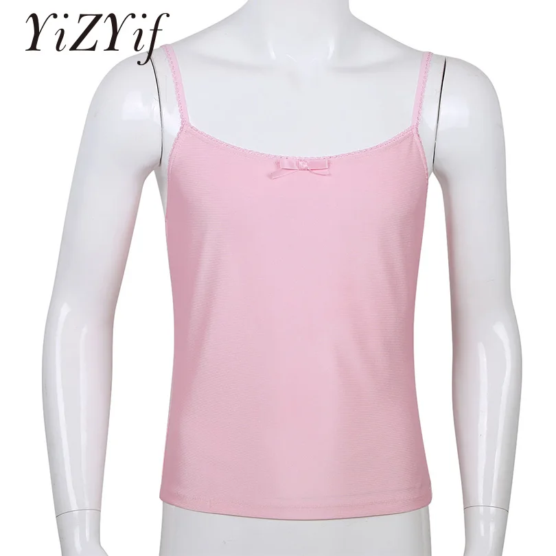 

YiZYiF Mens Smooth Satin Camisole Sexy Sissy Lingerie Adjustable Spaghetti Straps Soft Fabric Vest Tank Tops Nightwear Sleepwear