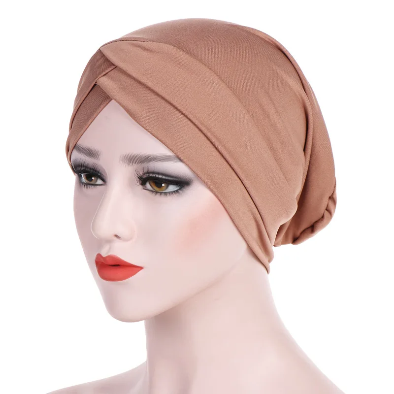 Muslim Fashion Women's Hijabs Elastic Cloth Cotton India Cap Cross Scarf Inner Hijab Cap Headband Turban Head Scarf Headwrap - Цвет: style2