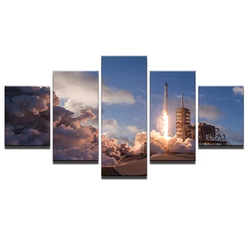 

HD Printed Posters Framework Modern Painting 5 Panel Falcon 9 Modular Picture Wall Art Home Decoration Living Room On Canvas