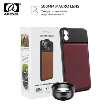 

APEXEL HD 100mm Macro Lens Photography 10x Super Macro Phone Camera Lenses With C-Mount Phone Case For iPhone x max Huawei P20