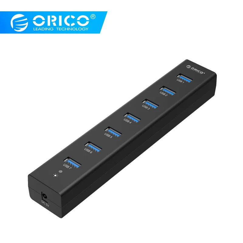 ORICO H7013-U3-AD 7 портов USB 3,0 концентратор с 5V2A power высокоскоростной адаптер-черный