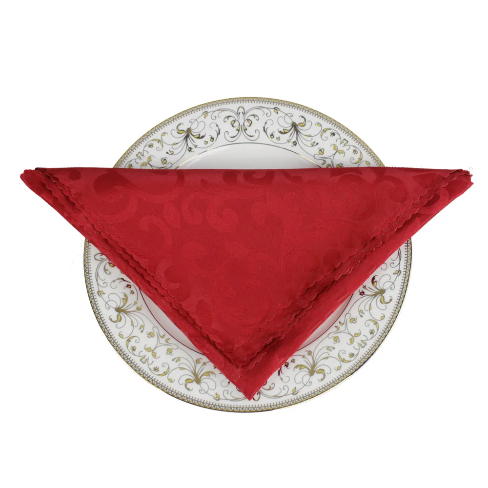 red 10 шт/партия белый/красный/кофе/бежевый многоцветный 1" Европа жаккард полиэфирная столовая салфетка для отеля вечерние украшение для банкета - Цвет: red