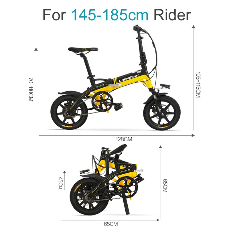 36 В 8.7Ah скрытый аккумулятор Ebike, портативный 14 дюймов складной электрический велосипед, интегрированное колесо, 5 класс помощи, дисковый тормоз