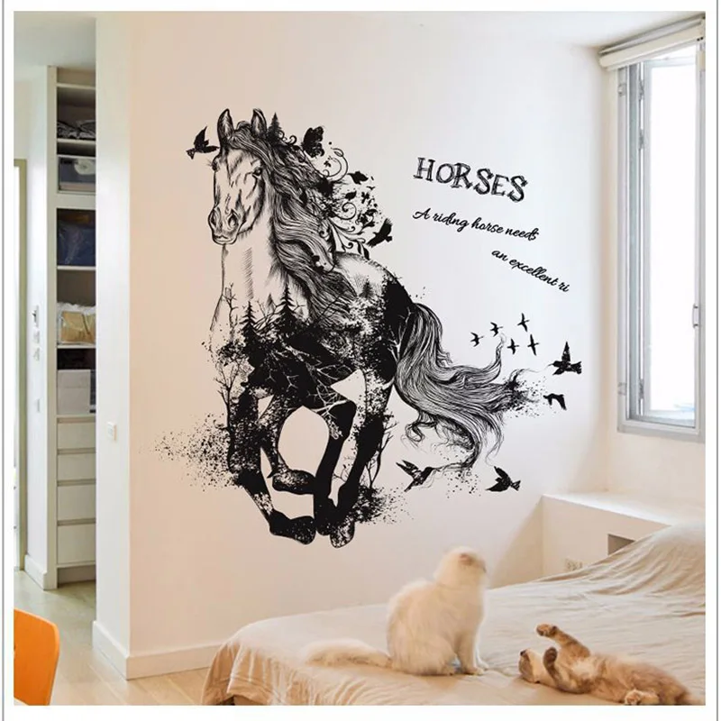 

Wall Sticker Removable Running Horse Decals Home Decoration Mural for Living Room Sofa Background Dropshipping FAS