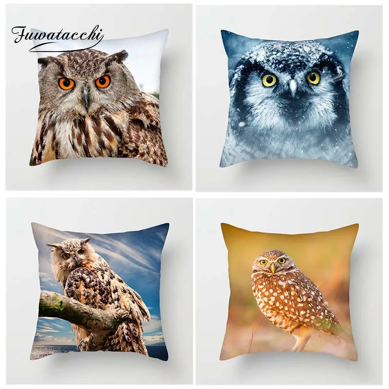 

Fuwatacchi Animals Cushion Cover Flying Birds Pillowcase For Sofa Bed Home Decor Owl Throw Pillow Cover New 2019 Arrives