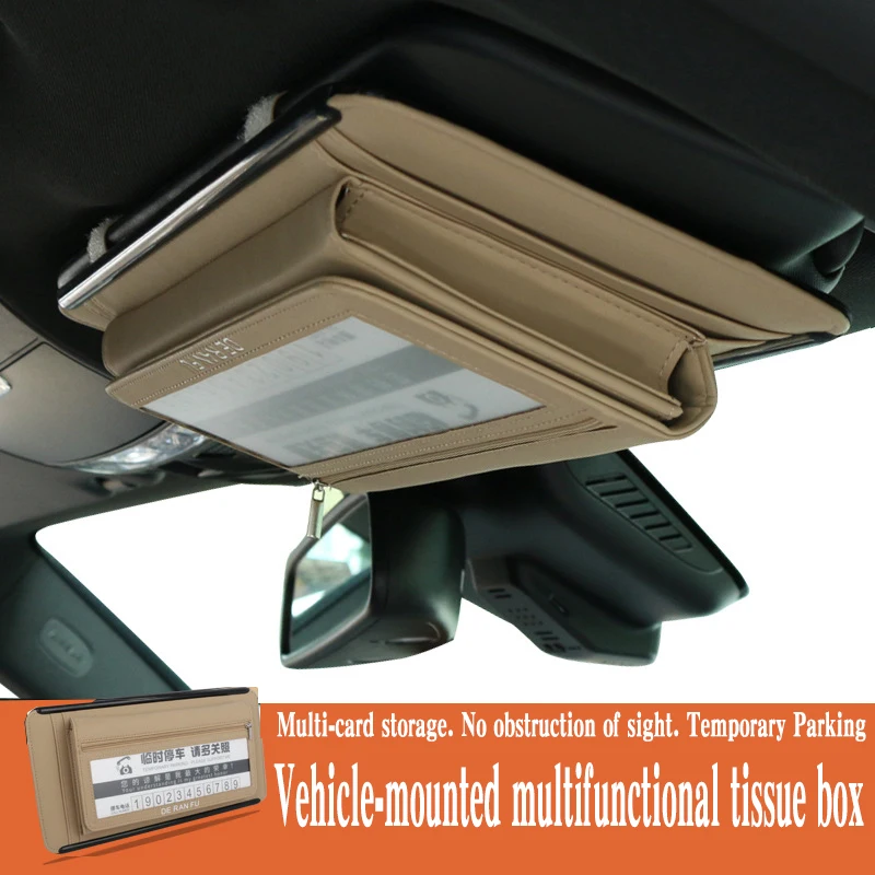

Multi-function Car PU leather tissue box napkin holder car seat Auto Accessories Sun Visor Type