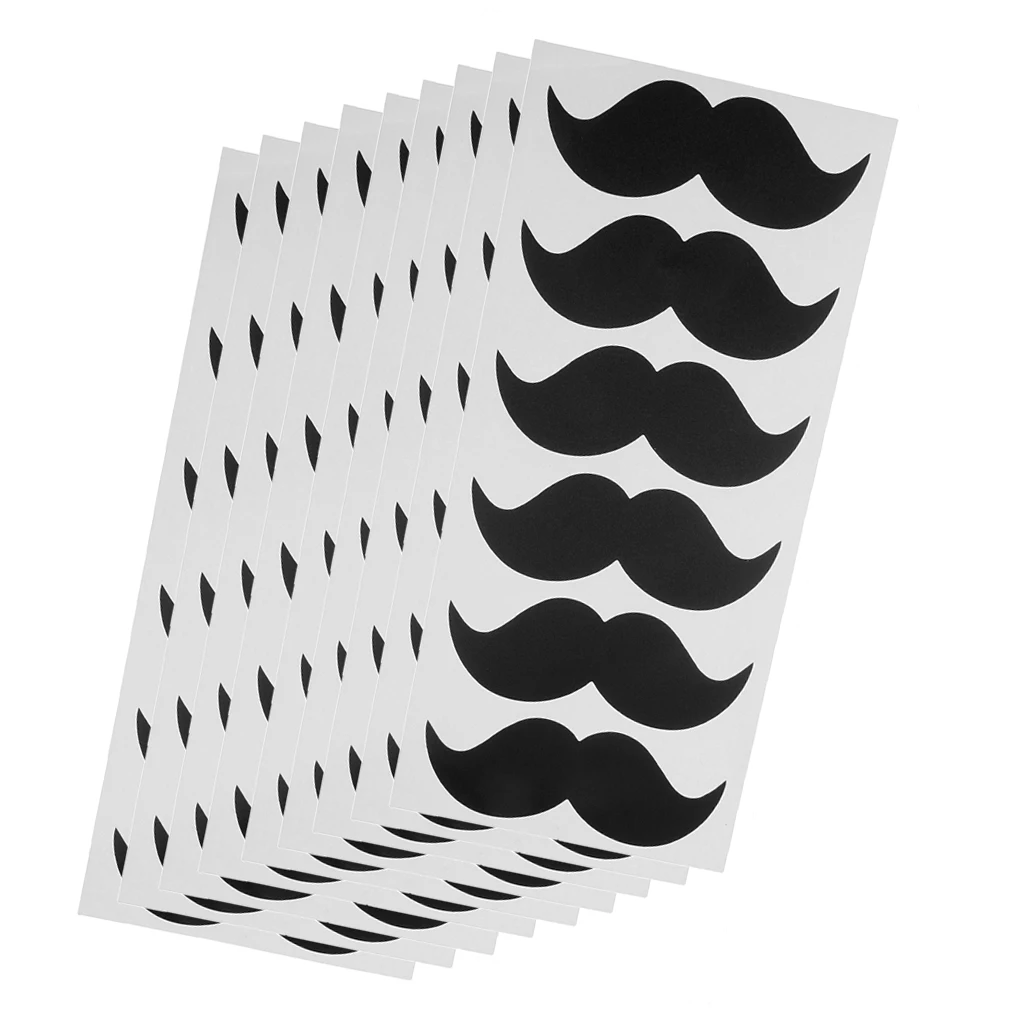 54PCS/PACK Black Board Self Adhesive Sticker Vinyl Mustache Decal Cup Stickers for Birthday Party Celebration Decor 