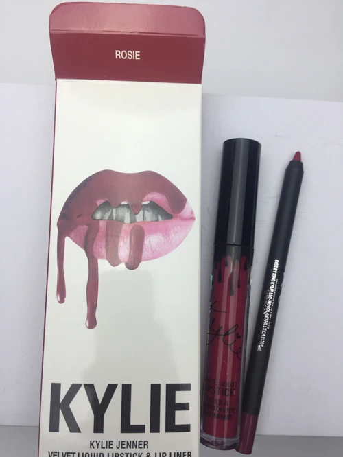 hot new KYLIE matte lipstick+lips pencil makeup lasting waterproof liquid lip gloss kilie lipstick kyliejenner lip - Color: ROSIE