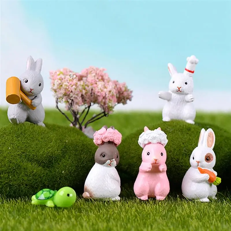 6-p-s-set-Micro-Mini-Miniaturas-Artesanato-Animal-PVC-Modelo-de-Coelho-Lebre-Ornamento-estatueta