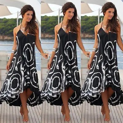 

Women Summer Boho Chiffon Party Evening Beach Dresses Long Maxi Dress Sundress S