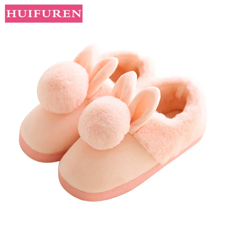 

Women Indoor Slippers 2019 Winter Autumn Warm Shoes Woman Cartoon Style Faux Fur Slip On Home Slippers Female Floor Plush Slides