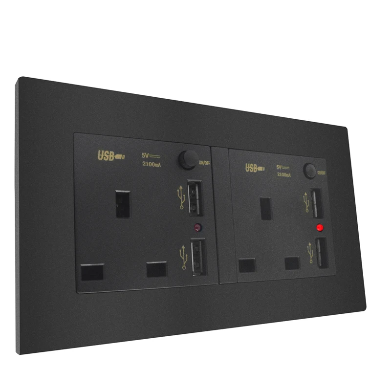 

146 Type UK Switched Socket Panel With 4 USB Port UK Standard Wall Socket Plug Power 13A Wall Outlet