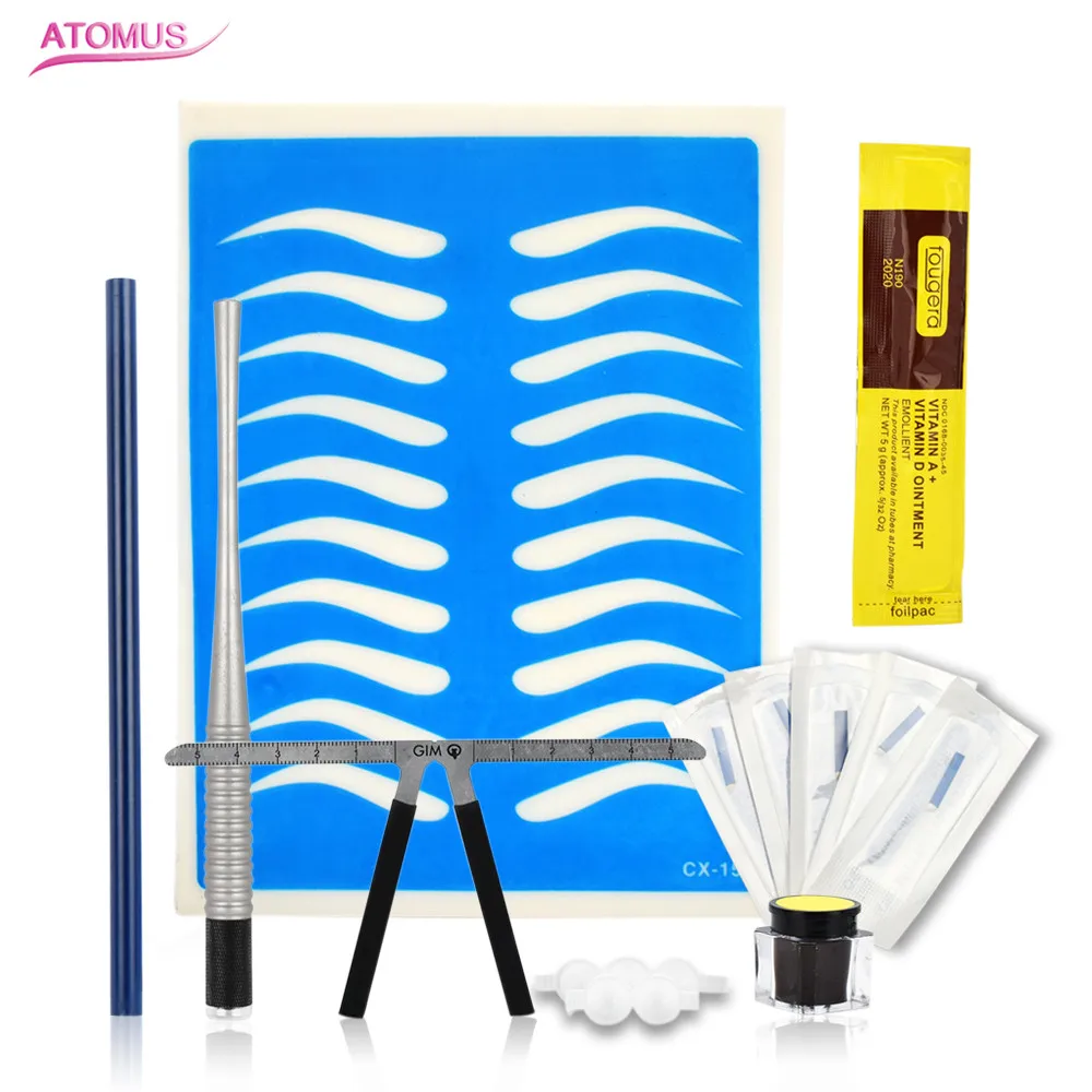 

ATOMUS Permanent Makeup 3d Tebori Pigment Needle Practice Skin Set Manual Tattoo Pen Professional Eyebrow Microblading Kit