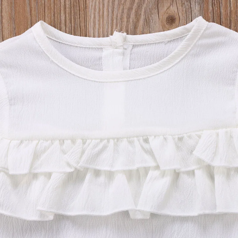 Г. Новая брендовая летняя футболка с длинными рукавами для новорожденных девочек одежда с оборками, рубашка Топы, однотонная одежда От 0 до 3 лет