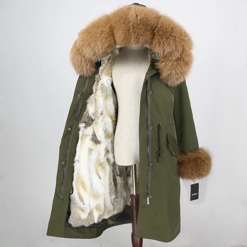 OFTBUY X-long Parka водонепроницаемое пальто натуральный мех зимняя куртка женская натуральный Лисий мех воротник капюшон манжеты подкладка из натурального кроличьего меха Повседневная