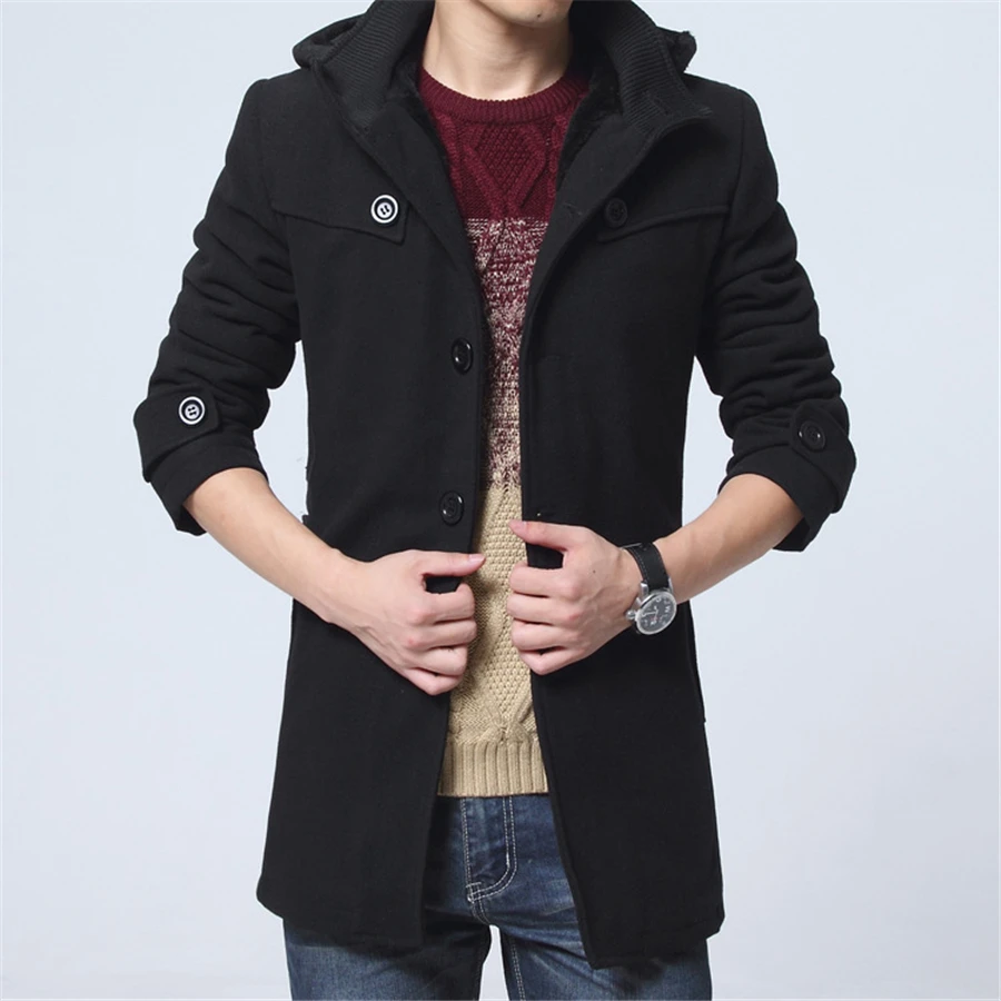 Goedkoop 2020 Winter Trenchcoat Mannen Mode Lange Overjas Mannen Hot Koop Wollen Jas Dikke Mannen Kleding Maat 4XL Wol jassen