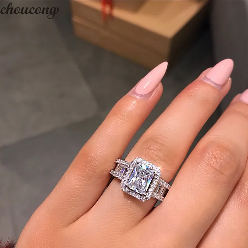 

choucong Court Promise Ring 925 sterling Silver 3ct 5A Zircon cz Engagement Wedding Band Rings For Women Evening Party Jewelry