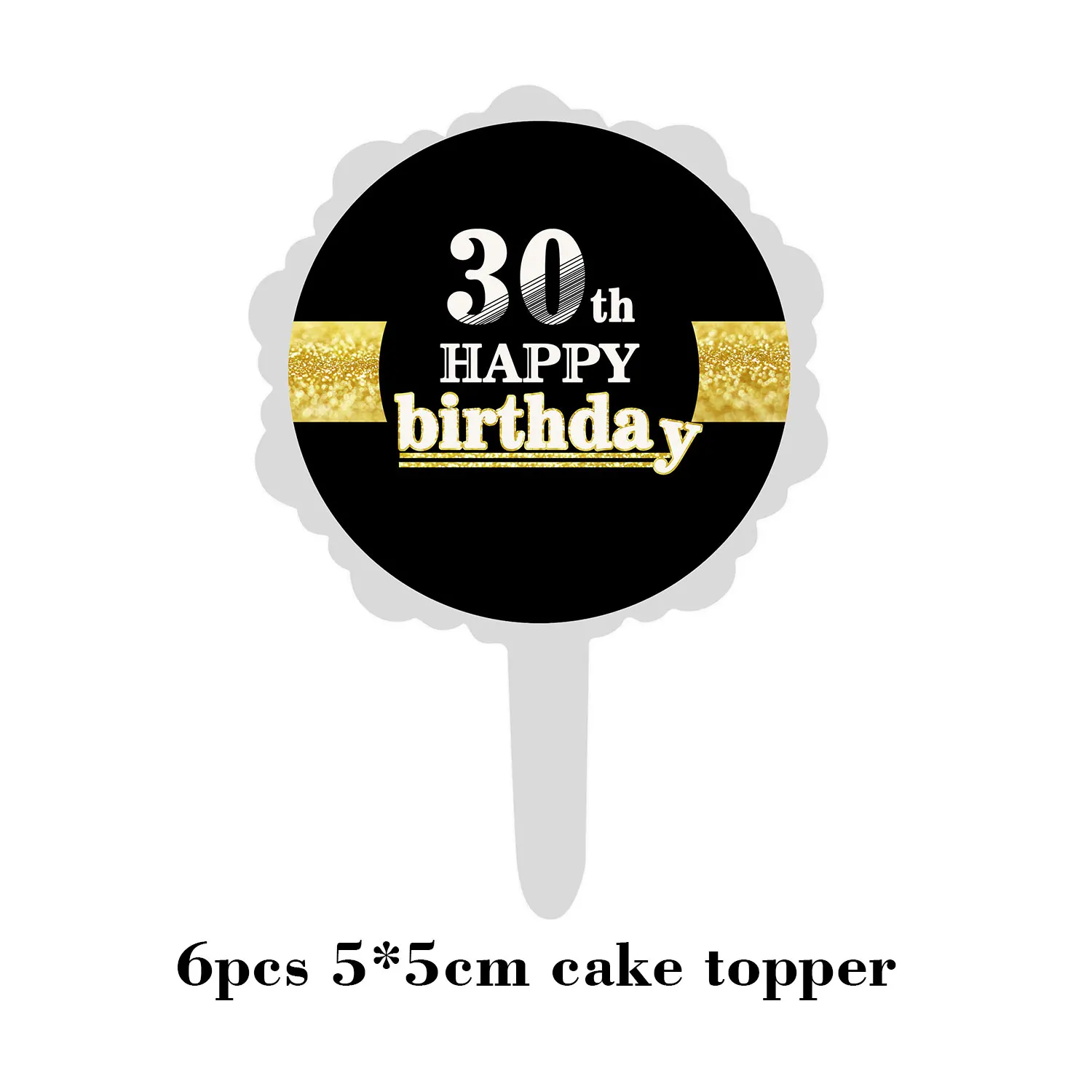 Happy Birthday Confetti Balloon Number Balloon Adult Birthday Cake Topper Gift Sticker For 16 18 21 30 40 50 60 Years Decoration - Цвет: 30 Cupcake Toppers