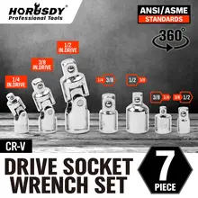 HORUSDY 7Pcs Drive Socket Bit 1/4 3/8 1/2 Drive Universal Joint Adaptor Pneumatic Air Impact Socket Set Car/Bicycle Repair Tools