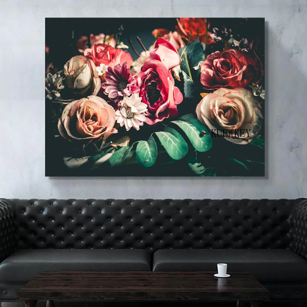 Drop-Shipping-Rose-Canvas-Painting-Posters-And-Prints-Living-Room-Tableau-Mural-Wall-Pictures-Nordic-Decoration