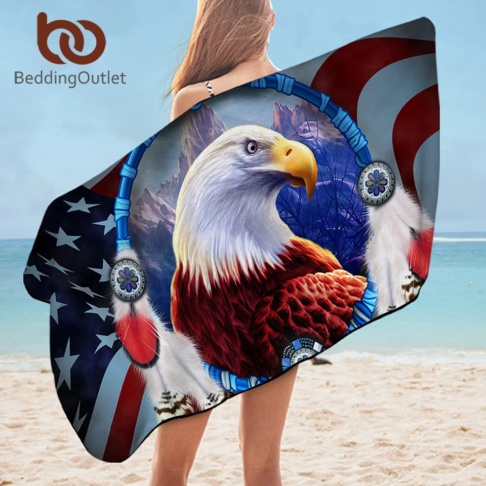 Банное полотенце BeddingOutlet с орлом пляжное из микрофибры 3D принтом для взрослых