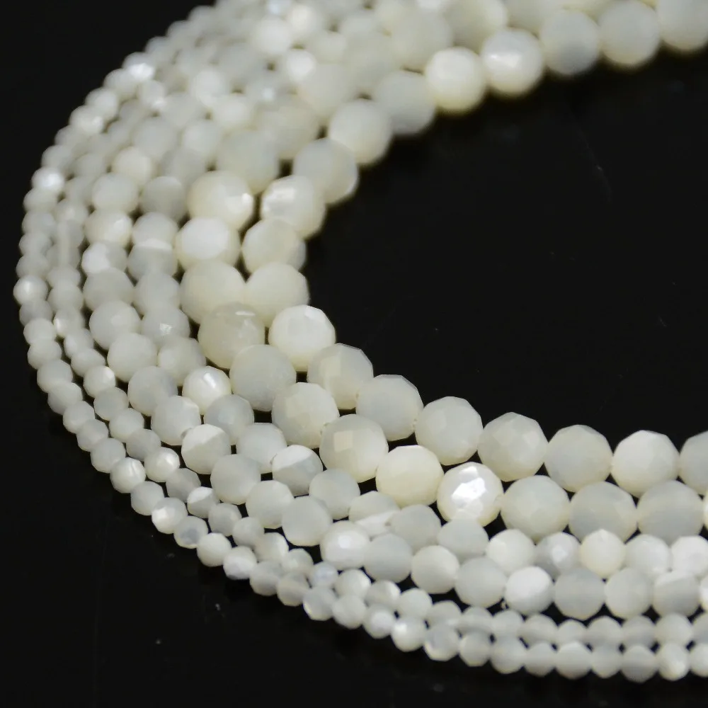 

Natural Mother of Pearl MOP Faceted Round Beads 2mm / 3mm / 4mm