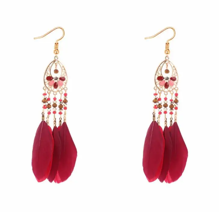 Poem snow Ya zhu feather fringed Earrings