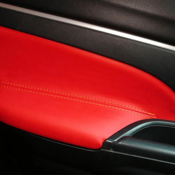 Для Mitsubishi ASX 2013 4 шт. внутренняя из микрофибры кожаная Дверная панель подлокотник защитная накладка - Название цвета: 4x Red with Red Line