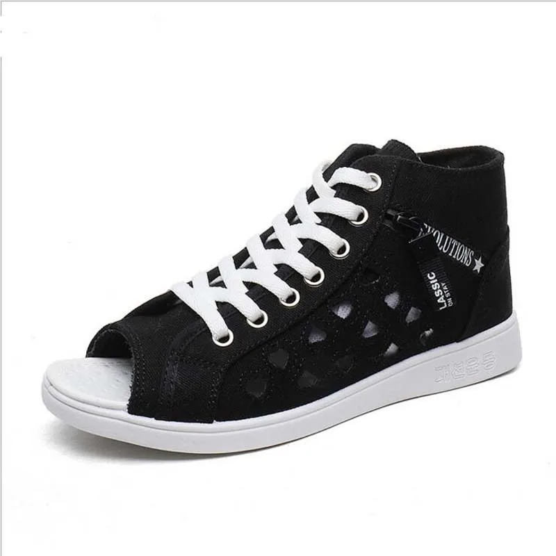 

summer sneakers women breathable white canvas shoes students 2018 flat ladies outdoor open toe Zapatos Mujer Trainers